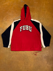 Vintage Y2K Fubu Fleece Red & Navy Hoodie Size XXL