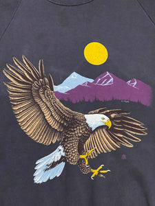 Vintage 80s bald Eagle sun, mountains Jerzees Sweatshirt Size L made in USA