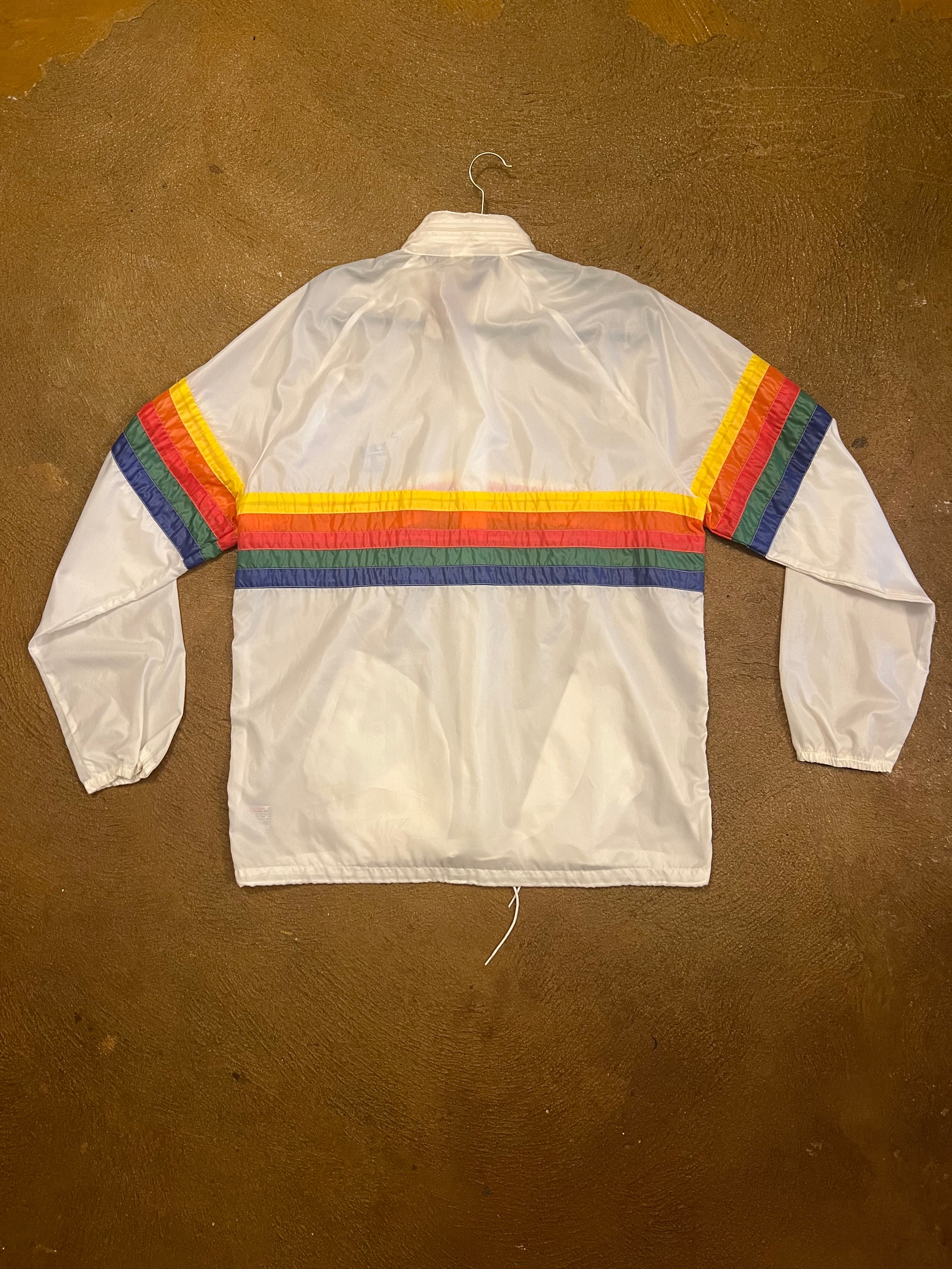 Vintage Song Of Norway rainbow stripped Windbreaker jacket w/ hood Sz M