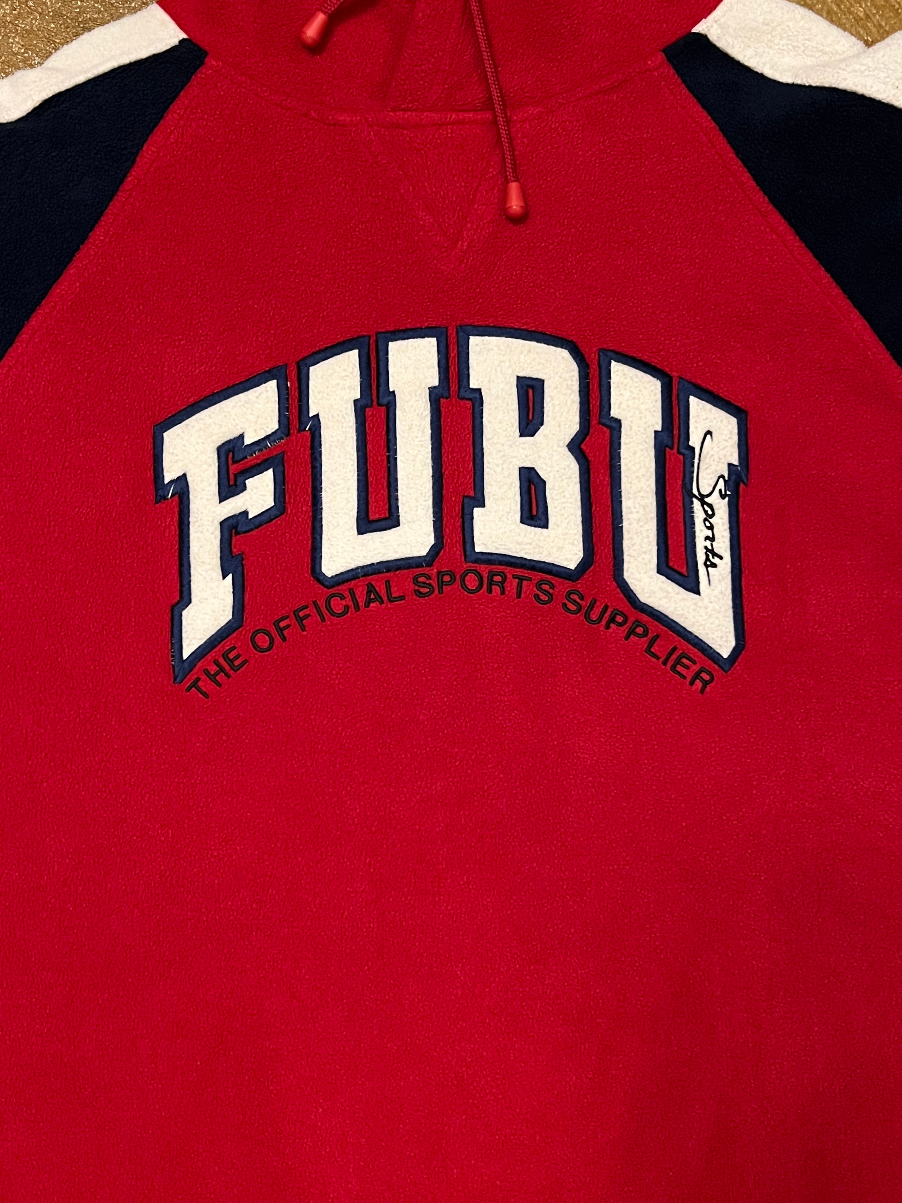 Vintage Y2K Fubu Fleece Red & Navy Hoodie Size XXL